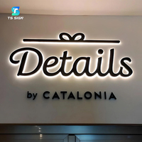 Lettres en acier inoxydable de qualité supérieure avec éclairage halo, enseigne rétroéclairée pour les boutiques haut de gamme, logo de marque rétroéclairé par LED
