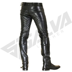 กางเกงหนังสำหรับขี่มอเตอร์ไซค์ SALVA LEATHER สีดำสำหรับผู้ชาย ทรงตรง เอวกลาง ปิดด้วยเชือกผูก กันน้ำ เหมาะสำหรับฤดูหนาว - Product Image 3