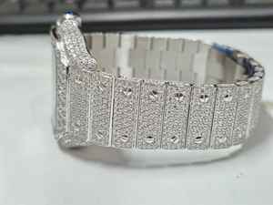 Montre Sport Homme en Acier Inoxydable, Style Business Hip-Hop, Mouvement Quartz, Cadran en Verre Saphir, Accents Moissanite - Product Image 2