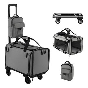 Trasportino per Gatti con Ruote per Esterni, con Sacchetto per Lettiera, Tappetini Doppio Uso, Traspirante e Pieghevole - Passeggino Portatile per Cani di Taglia Grande/Piccola - Product Image 1