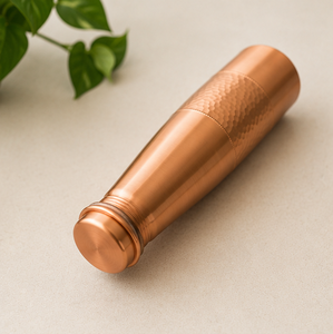 Bouteille d'eau en cuivre pur, artisanale, à base conique martelée, portable, pour voyage, design traditionnel - Product Image 4