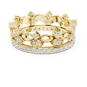 <b>Gold</b> Plated Crown <b>Ring</b> Set Round Brilliant Diamond Band <b>Opal</b> Cut Jewelry for Wedding Party Gift - Product Image 2