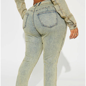 Jean en denim pour femme de haute qualité 2026 avec poches latérales, coupe évasée large, couleur gris, modèle bootcut personnalisé - Product Image 4