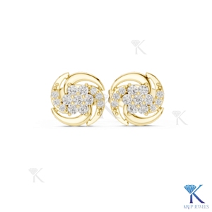 Boucles d'oreilles clous en or massif 14K 18K avec 7 pierres en grappe en forme de tourbillon, diamants de laboratoire, bijoux pour femme, mariage, fête, anniversaire - Product Image 6