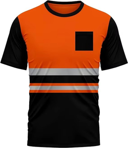 <b>Working</b> T Shirts Men High Visibility Lightweight Polyester CE Certified Safety Wear Reflective Strips Custom Logo Construction - Product Image 1