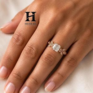 Anillo de Compromiso de Lujo con Diamante Cultivado en Laboratorio, Corte Asscher, Oro Rosa de 14K, Diseño de Rama de Olivo con Milgrain, Anillo Nupcial - Product Image 3