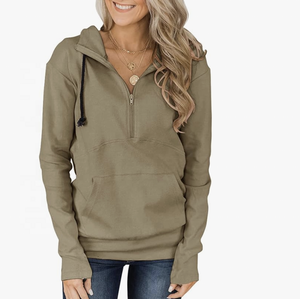 Sweats à capuche à manches longues pour femmes, tricotés et décontractés, avec fermeture à glissière - Product Image 3