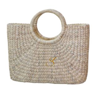 Sac de plage moderne en paille de jacinthe d'eau tressé à la main, écologique - Product Image 4