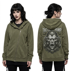 Custom Neon Green Acid Wash Hoodie Women <b>Slime</b> Skull Graphic Print Streetwear Oversized Fluorescent Pullover Manufacturer - Product Image 5