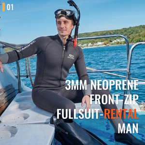 Combinaison de plongée professionnelle AROPEC en néoprène 3 mm à fermeture éclair frontale pour homme, combinaison de plongée durable avec genouillères Supratex pour la location, OEM - Product Image 2