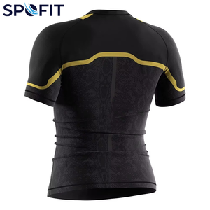 <b>Long</b> Sleeve Shirt And <b>Shorts</b> Fitness Quick-Dry Running Sportswear 2-Piece Printed Spandex/Nylon Rash Guard <b>Shorts</b> Set <b>for</b> <b>Men</b> - Product Image 4