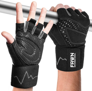 Gants de fitness Fawn International en cuir respirant, demi-doigts, à lacets, pour la musculation, le yoga, antidérapants, avec gel, pour l'entraînement sportif - Product Image 1