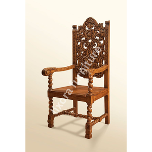 Sillón de Lujo Hecho a Mano en Madera Maciza con Tallado Barroco Ornamentado y Patas en Espiral de Cebada - Product Image 5