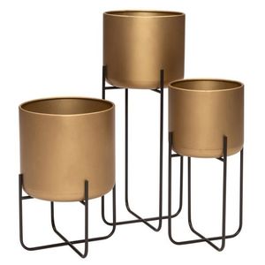 Jardinières en métal brillant faites à la main par Linea Exports Inc, nouveau design, en fer, pour la maison et le jardin, emballage carton. - Product Image 5