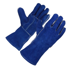 Gants de soudage en cuir de vachette bleu renforcé de haute qualité, résistants à la chaleur, gants de travail robustes, gants de protection pour les mains - Product Image 1