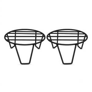 Modern Iron Planter <b>Stand</b> Powder Coated Black Round Rust Resistant Lightweight <b>Large</b> for Indoor Garden - Product Image 5