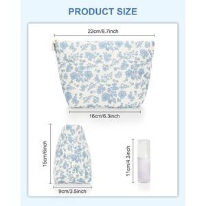 Borsa Cosmetica Floreale per Donne, Portatile per Viaggi e Auto, Carina per Organizzare Articoli da Toeletta con Scomparti per Trucchi - Product Image 2