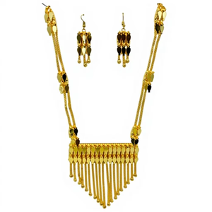 Conjunto de Joyería Árabe Chapada en Oro con Aretes, Diseño Elegante y Hermoso, Diseño en Línea - Product Image 1