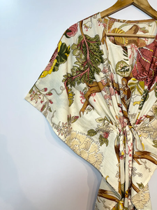 Nuevo Kaftán Naaz Textile con Estampado Animal, Cuello en V, Cordón Ajustable, Manga Corta, Corte Evase, Estilo Indio, 100% Algodón, Encaje, Largo Completo, para Mujer - Product Image 3