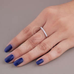 Bague Moissanite Demi-Éternité en Or 10K Couleur D VVS, Bague Couronne Unique Scintillante pour Fiançailles et Mariage, Bijoux d'Inde - Product Image 5