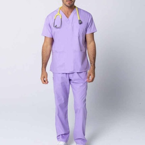 Tenue médicale unisexe respirante, style jogging, pantalon droit gris, ensemble d'uniformes médicaux en toile - Product Image 1