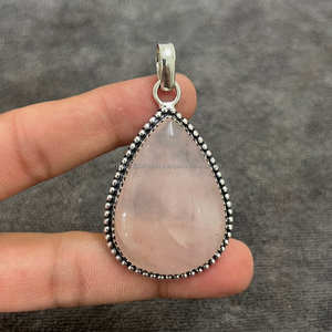 Colgante de Plata de Ley 925 hecho a mano con piedras preciosas reales, forma única de amantes, chapado en plata para mujeres y niñas para compromiso - Product Image 1