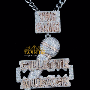New Design Iced Out Name Pendant 925 Sterling Silver Hip Hop Flame Moissanite Diamond Wedding Necklace From indian Supplier - Product Image 1