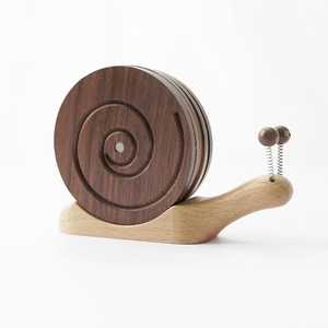 Juego de Posavasos de Madera con Forma de Caracol, Hechos a Mano, con Adorable Soporte para Caracol, Decoración Única para el Hogar - Product Image 5