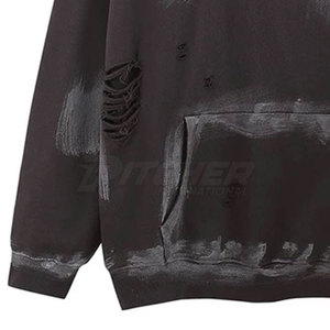 High Quality Casual Distressed <b>Hoodie</b> For Men Streetwear With Modern Washed Look Men Fashion Wear - Product Image 4
