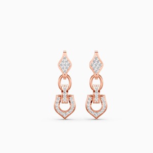 Pendientes de Diamantes Regal Charm Link con Diamante Cultivado en Laboratorio de 0.43 Ct |   En oro amarillo, blanco y rosa de 9 quilates - Product Image 1
