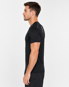 F2WIN Men's V-Neck Short Sleeve Quick Dry Casual Fleece Front Logo Regular Fit Black Knitted <b>Polyester</b> Wholesale Rate Breathable - Product Image 3