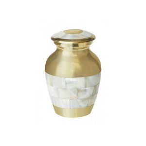 Mother of Pearl Inlay Finish Gold Cremation Urn Adult Funeral Keepsake Jar <b>Memorial</b> Urns & Token Customizable Design Handmade - Product Image 1