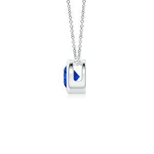 Pendentif solitaire en saphir bleu naturel de 2,32 g, 14 carats, serti clos, taille ronde, 0,24 carats au total, pour soirée, collier classique de joaillerie fine - Product Image 4