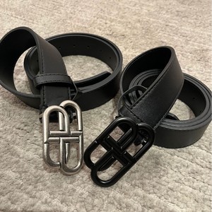Ceinture en cuir Baji pour femme, vente en gros d'usine, boucle double ardillon lisse en alliage ; Ceinture homme formelle, polyvalente, classique, tendance et à la mode - Product Image 3