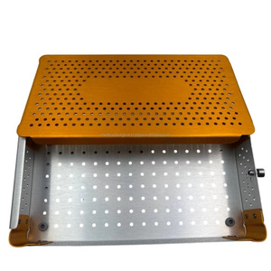 Medtrust Surgical Aluminum Surgical Sterilization Tray Box Gold Coated <b>Instrument</b> Sterilization Case Medical Storage Box - Product Image 3
