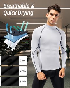 Cycling Top For Men Compression Shirt Turtle Neck <b>Long</b> <b>Sleeve</b> Athletic <b>Base</b> <b>Layer</b> Rash Guard Gym Training Running MMA Rash Guard - Product Image 6