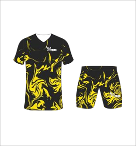 ชุดเสื้อฟุตบอลซับลิเมชั่นสำหรับผู้ชาย รุ่น Ferocious สีดำเหลือง คอวี แห้งเร็ว แขนสั้น สำหรับผู้ใหญ่ ทุกฤดูกาล - Product Image 2
