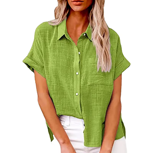 Blusas de Mujer de Manga Corta, Color Sólido, Moda Casual Primavera-Verano 2026, OEM/ODM - Product Image 4