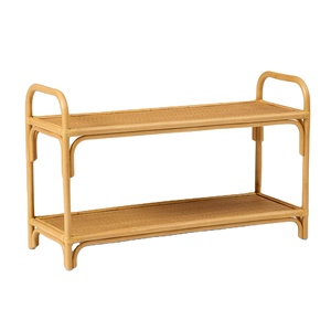 Rattan Kids Shelves Two Tier <b>Storage</b> Rack Natural Design Eco Friendly Kids Room Furniture Wholesale Bulk Supplier Toy Organizer - Product Image 1