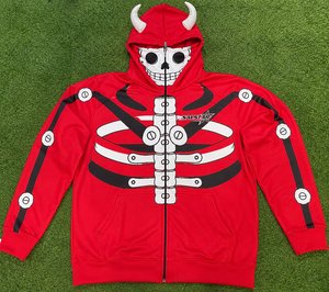 White Skeleton <b>Red</b> Hoodie Halloween 3D Printed Skeleton Costume Hoodie Custom Unisex Zip Up Hooded <b>Sweatshirt</b> - Product Image 6