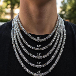 Collar SHREYA DIAM de Plata de Ley 925 con Perlas de Agua Dulce y Moissanita, Cadena de Eslabones Tipo Tenis, Corte Brillante, Romántico, en Plata/Oro/Rosa - Product Image 1