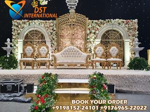 Open Theme Wedding Traditional Fiber Stage Set Tamil Wedding Traditional Stage <b>Decor</b> Affordable Open Wedding Stage MandapConcept - Product Image 2