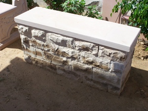 Outdoor <b>Stone</b> Table Set Contemporary Design White <b>Stone</b> Bench and Stools for Garden Use - Product Image 3