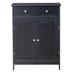 Single Drawer & Double Doors 60*30*80cm <b>Bathroom</b> <b>Vanity</b> Black Particleboard with Melamine Veneer - Product Image 2