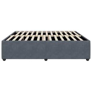 โครงเตียงหุ้มกำมะหยี่สีเทาเข้ม ทำจากไม้สนแท้ พร้อมวัสดุไม้แปรรูปจากไม้อัด - Product Image 5