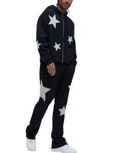 Survêtement évasé en molleton 100% coton avec patch appliqué et fermeture éclair, effet délavé à l'acide - Product Image 2