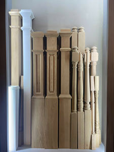 Fabricación de piezas de escalera de madera maciza de álamo 4091F, caja acanalada imprimada, longitud de newel, para escalera moderna y elegante con balaustrada - Product Image 4