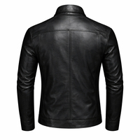 Blouson d'hiver uni style motard, en cuir, imperméable et épais, pour usage quotidien, avec coutures durables, personnalisable