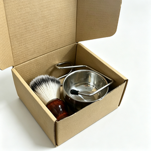 Juego de Brochas de Afeitar de Lujo Personalizadas con Pelo de Pelo de Mapache Sintético, Tazón de Acero Inoxidable y Soporte de Seguridad - Kits de Afeitar Premium - Product Image 6