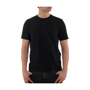 Camiseta de Algodón Lisa Negra para Hombre, Cuello Redondo, Manga Corta, Corte Regular, Color Sólido, Tejido Jersey Informal - Product Image 6